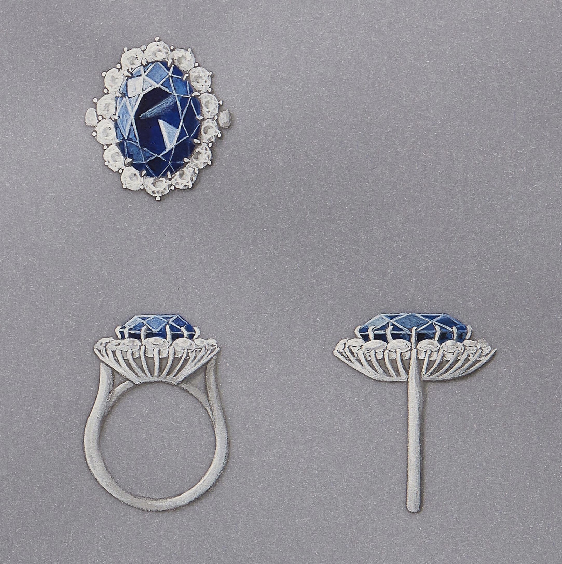 Princess Diana Sapphire and Diamond Engagement Ring